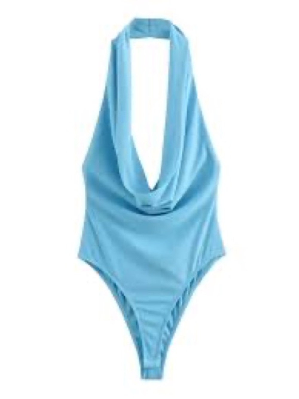Zara Light Blue Draped Halter Bodysuit